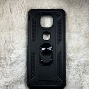 Black Rugged Phone Case with Ring Holder Motorola moto G power(2021) case